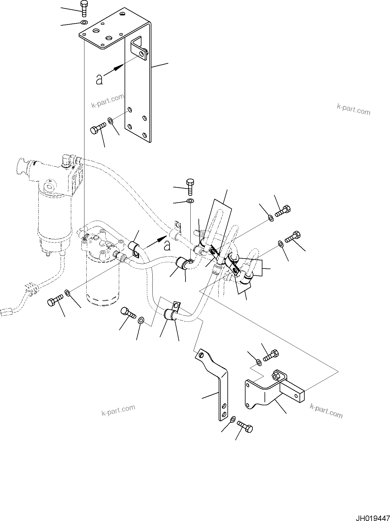 Komatsu parts book diagram for PC170LC-11 S/N F40001 AND UP: FUEL PIPING, FUEL FILTER MOUNTING