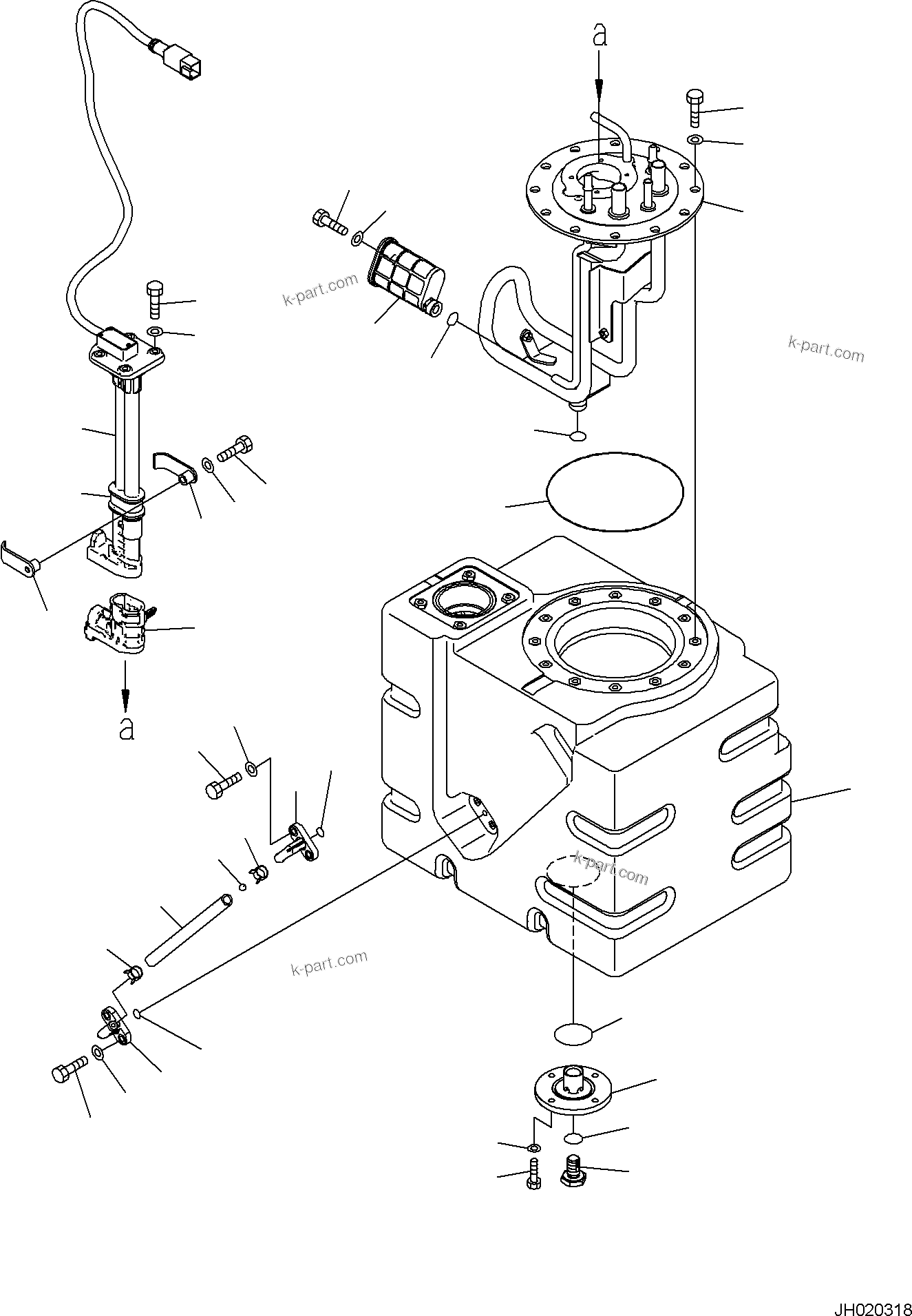 Komatsu parts book diagram for PC170LC-11 S/N F40001 AND UP: DEF TANK, TANK AND SENSOR