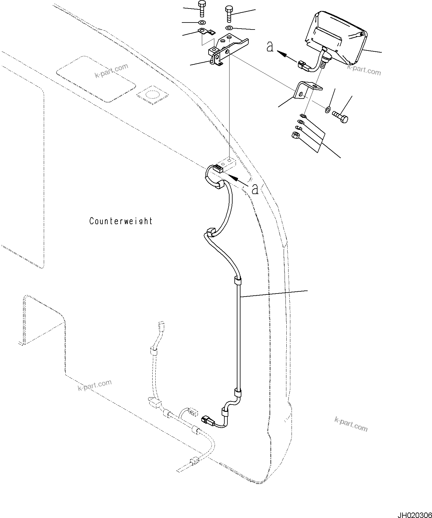 Komatsu parts book diagram for PC170LC-11 S/N F40001 AND UP: ADDITIONAL REAR WORKING LAMP