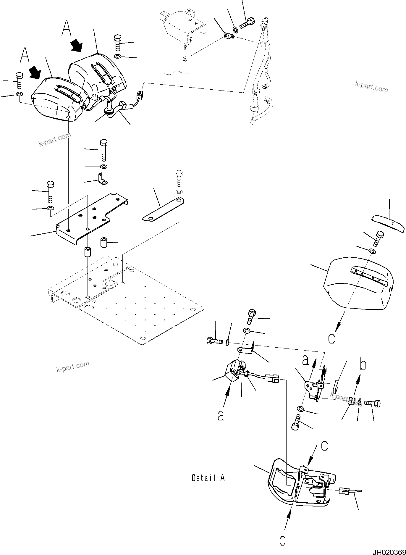 Komatsu parts book diagram for PC170LC-11 S/N F40001 AND UP: REARVIEW CAMERA, REARVIEW CAMERA, R.H.