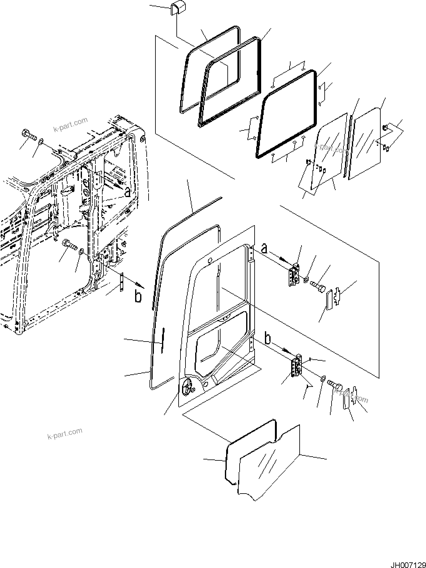 Komatsu parts book diagram for PC170LC-11 S/N F40001 AND UP: CAB, DOOR