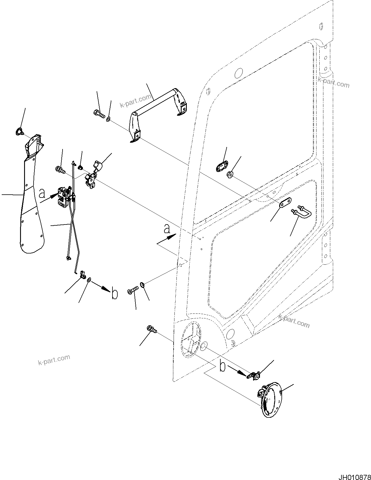 Komatsu parts book diagram for PC170LC-11 S/N F40001 AND UP: CAB, DOOR LOCK
