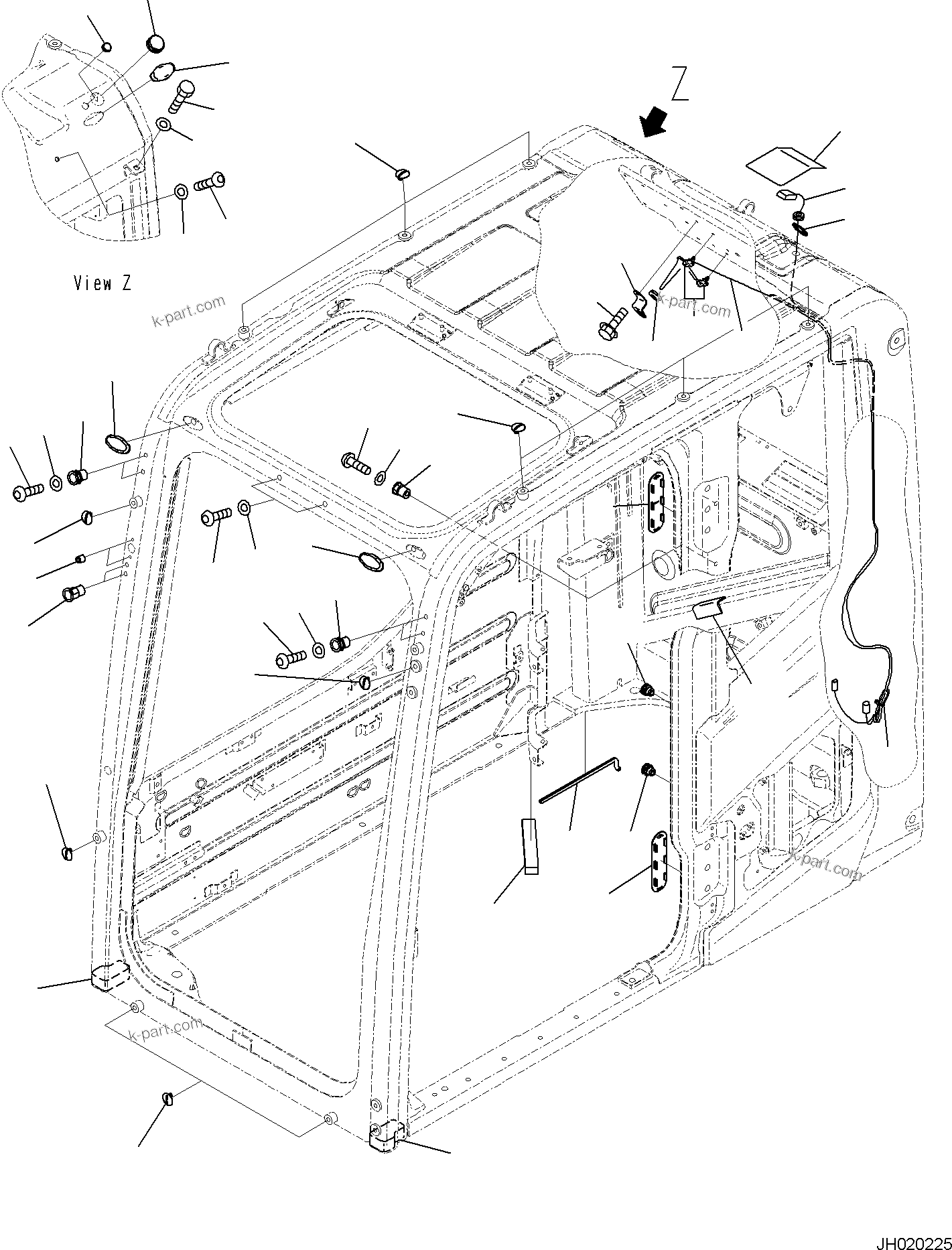 Komatsu parts book diagram for PC170LC-11 S/N F40001 AND UP: CAB, KOMTRAX ANTENNA