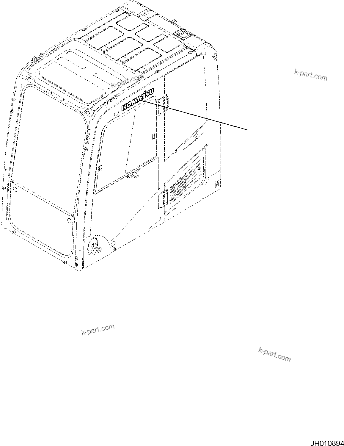 Komatsu parts book diagram for PC170LC-11 S/N F40001 AND UP: CAB, KOMATSU MARK
