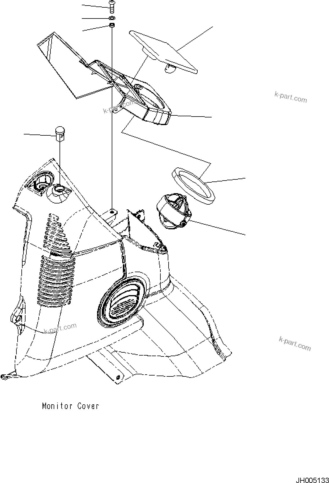 Komatsu parts book diagram for PC170LC-11 S/N F40001 AND UP: CAB, CAB IN PARTS, MONITOR COVER