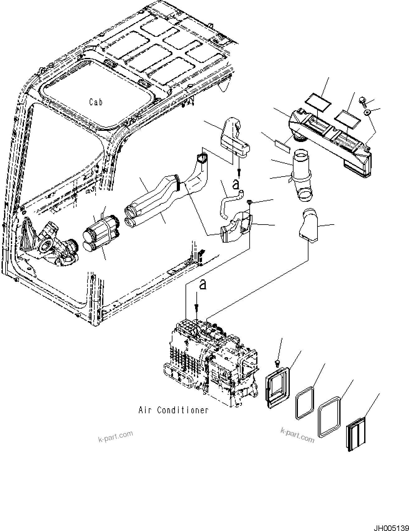 Komatsu parts book diagram for PC170LC-11 S/N F40001 AND UP: CAB, CAB IN PARTS, AIR DUCT AND FRESH AIR FILTER