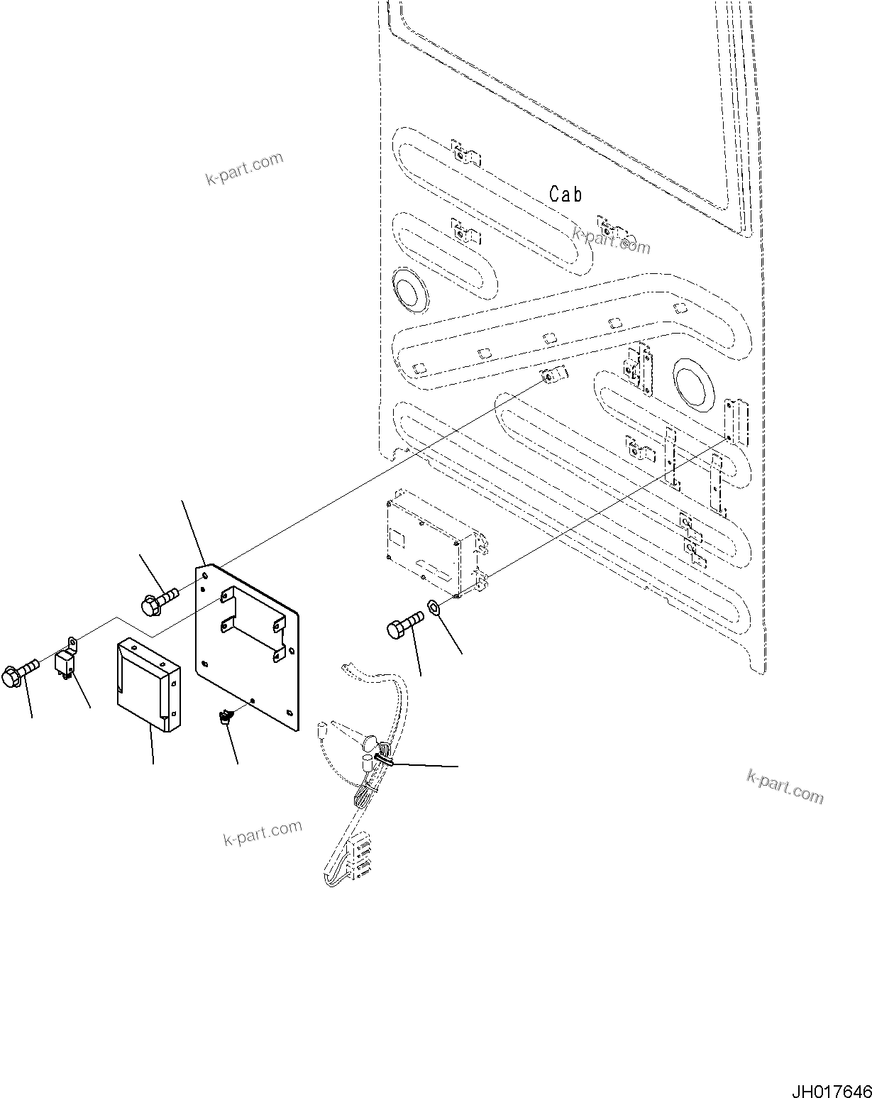 Komatsu parts book diagram for PC170LC-11 S/N F40001 AND UP: CAB, CAB IN PARTS, AIR CONDITIONER CONTROLLER AND KOMTRAX CONTROLLER