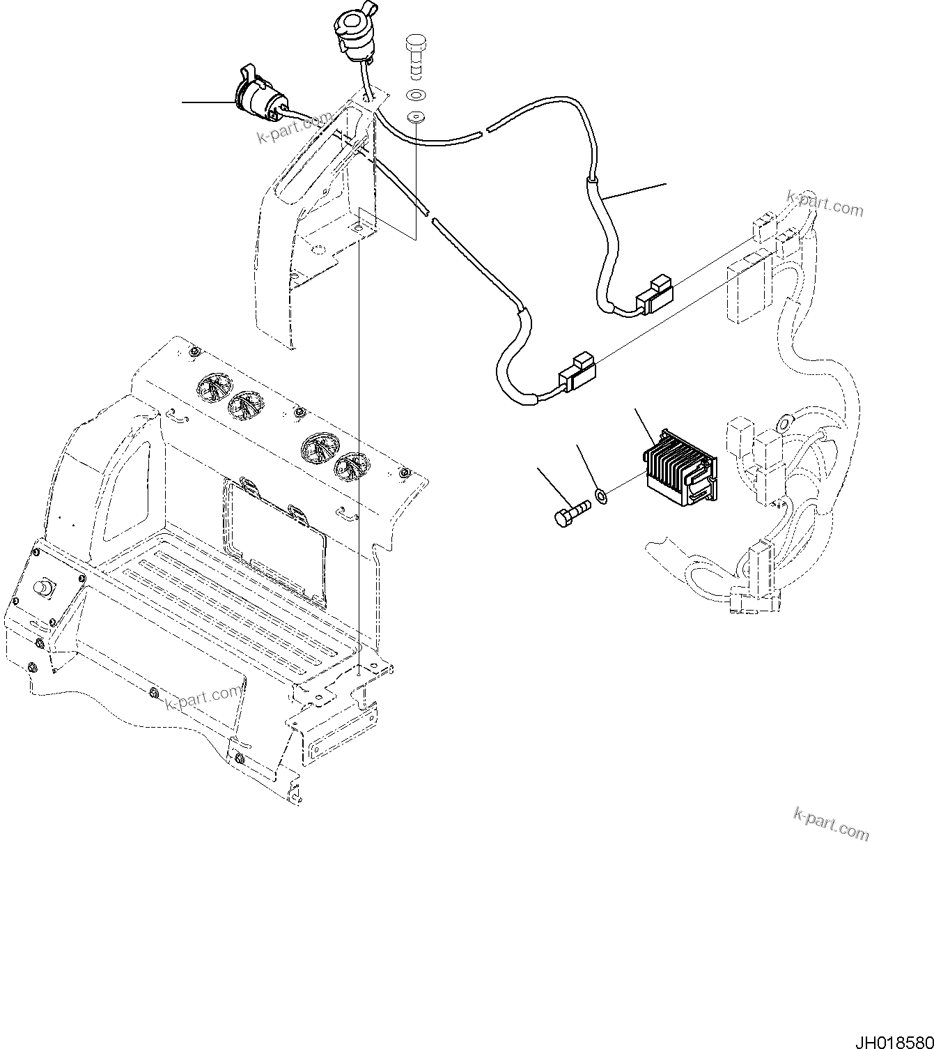 Komatsu parts book diagram for PC170LC-11 S/N F40001 AND UP: CAB, CAB IN PARTS, REAR COVER (2/2)