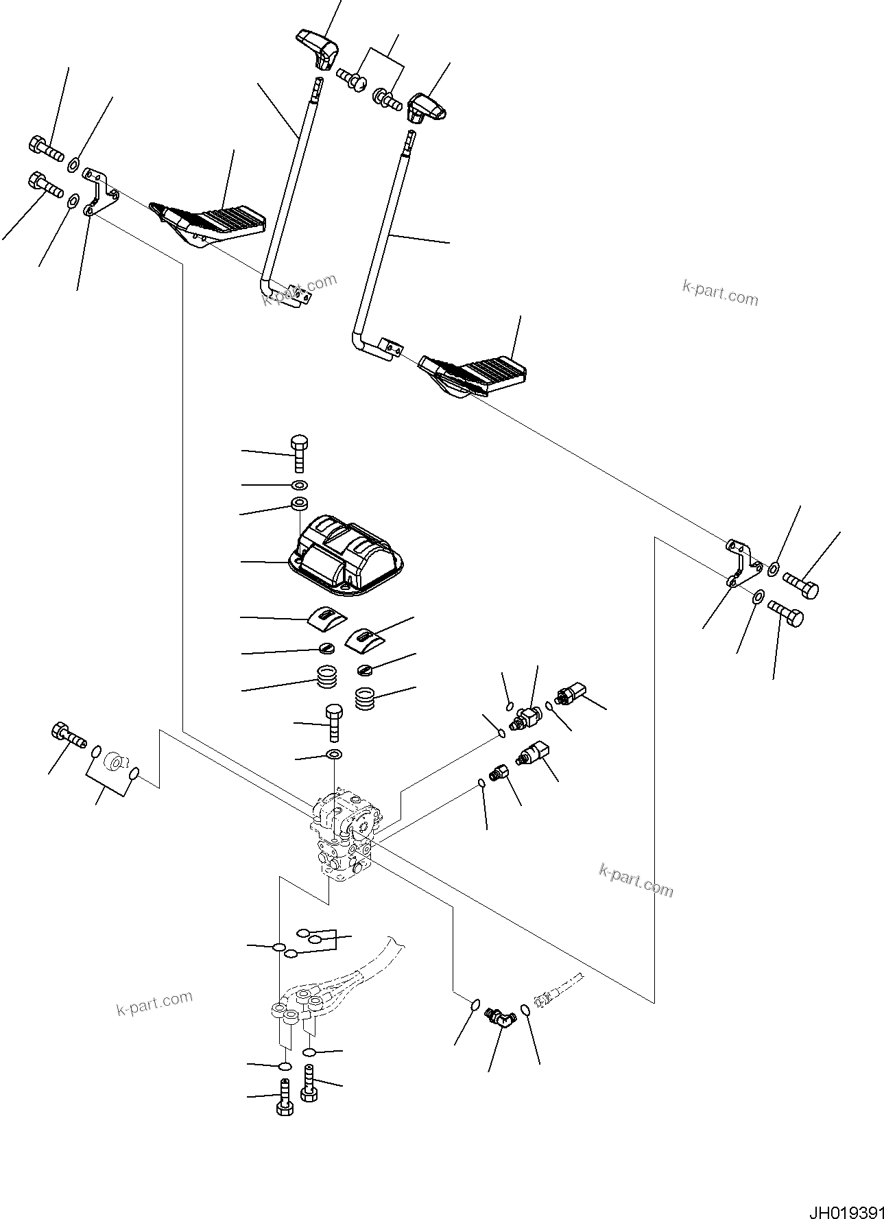 Komatsu parts book diagram for PC170LC-11 S/N F40001 AND UP: CAB, FLOOR, TRAVEL CONTROL LEVER