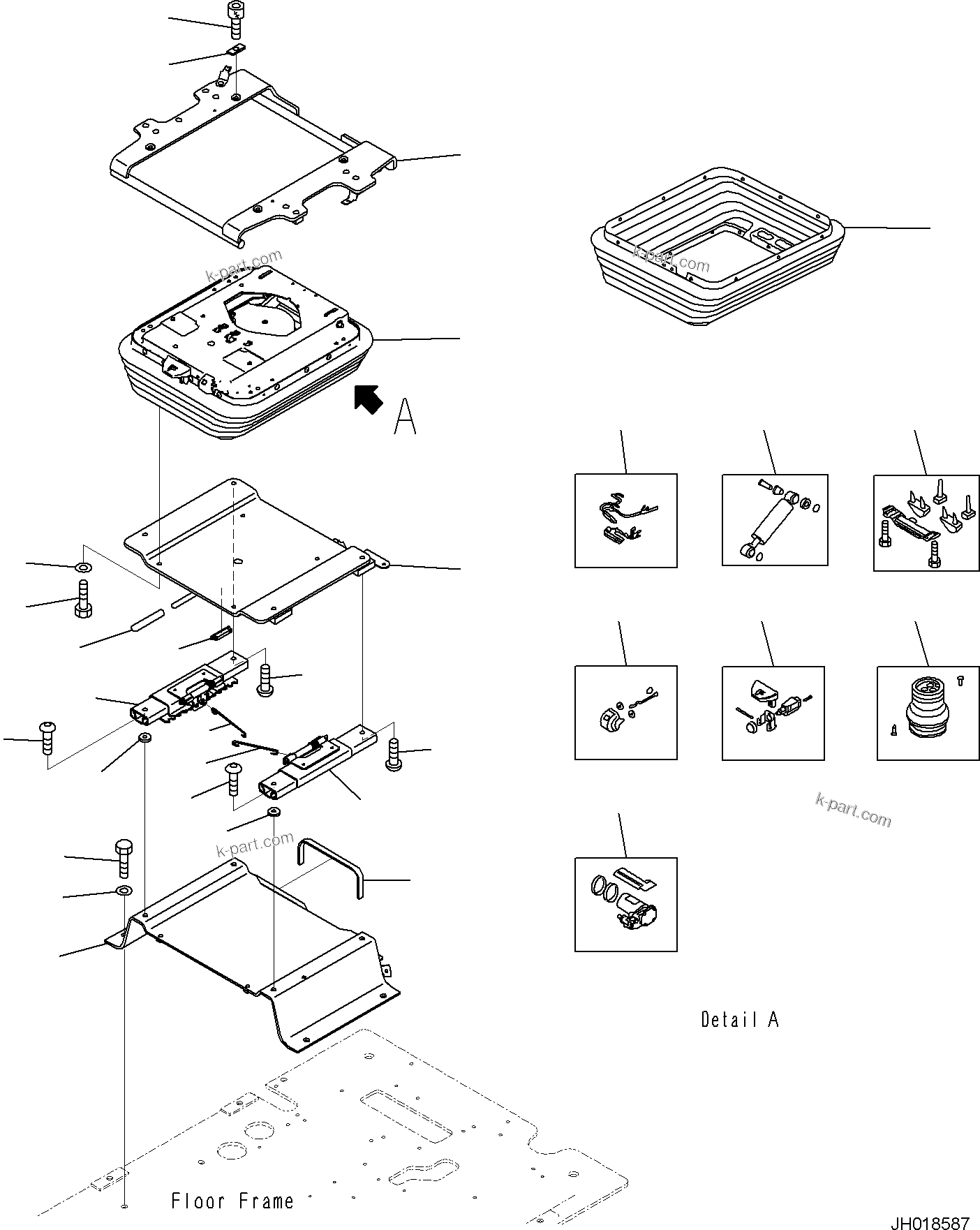 Komatsu parts book diagram for PC170LC-11 S/N F40001 AND UP: CAB, FLOOR, BASE