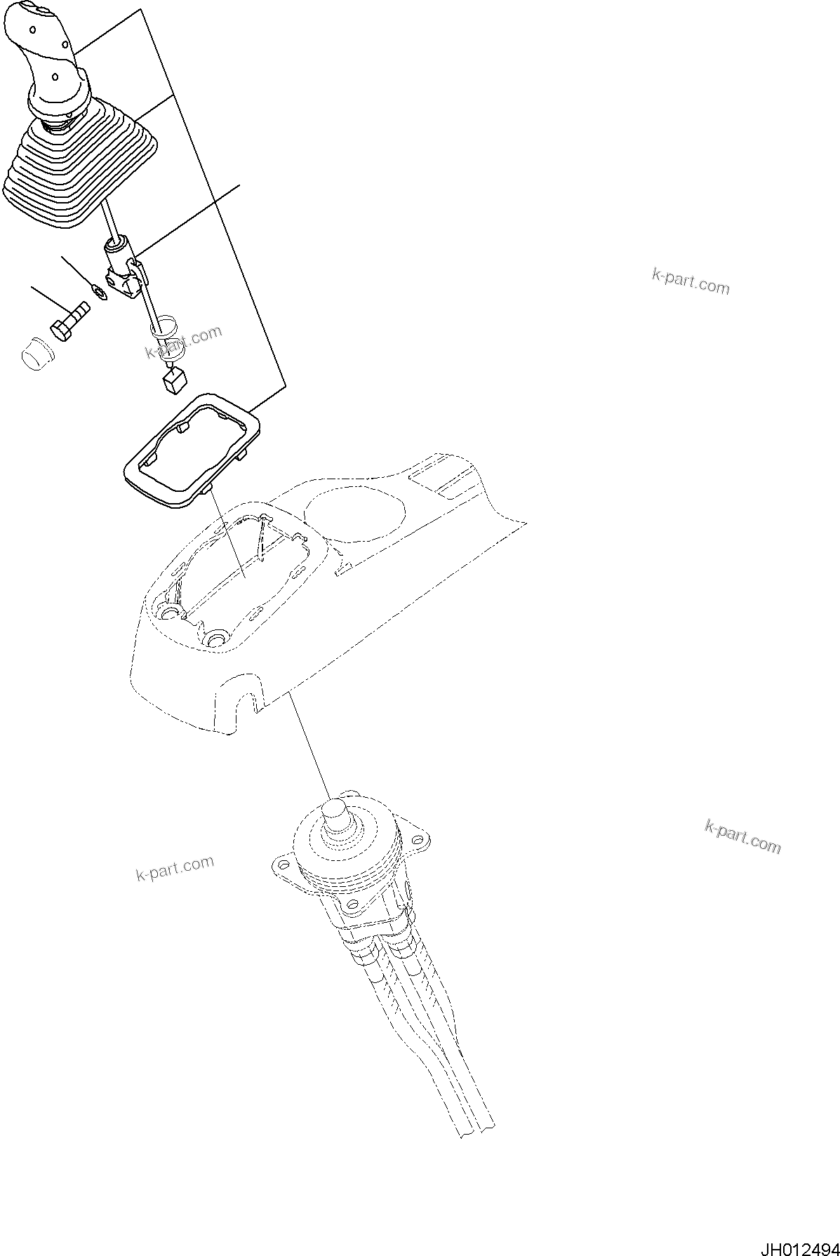 Komatsu parts book diagram for PC170LC-11 S/N F40001 AND UP: CAB, FLOOR, WORK EQUIPMENT CONTROL LEVER, L.H. (1/2)