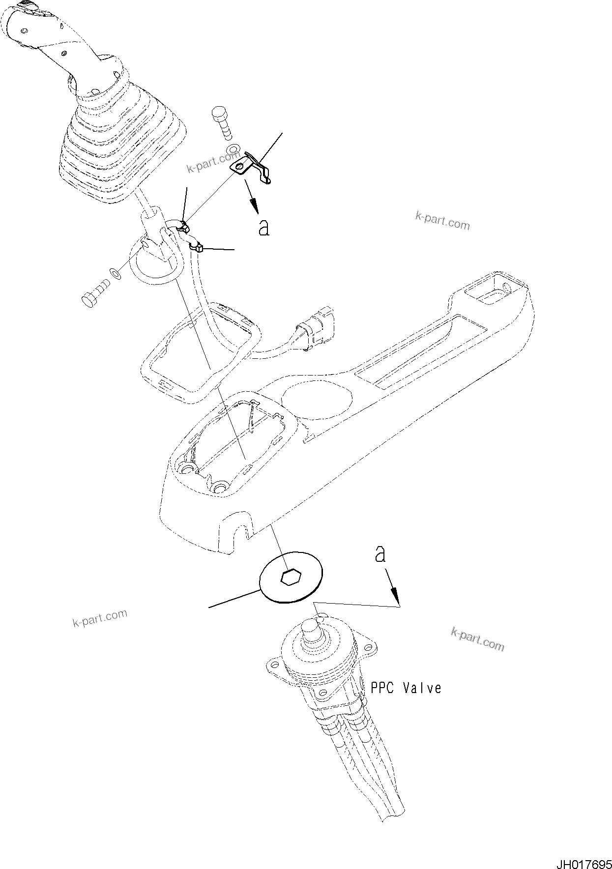 Komatsu parts book diagram for PC170LC-11 S/N F40001 AND UP: CAB, FLOOR, WORK EQUIPMENT CONTROL LEVER, L.H. (2/2)
