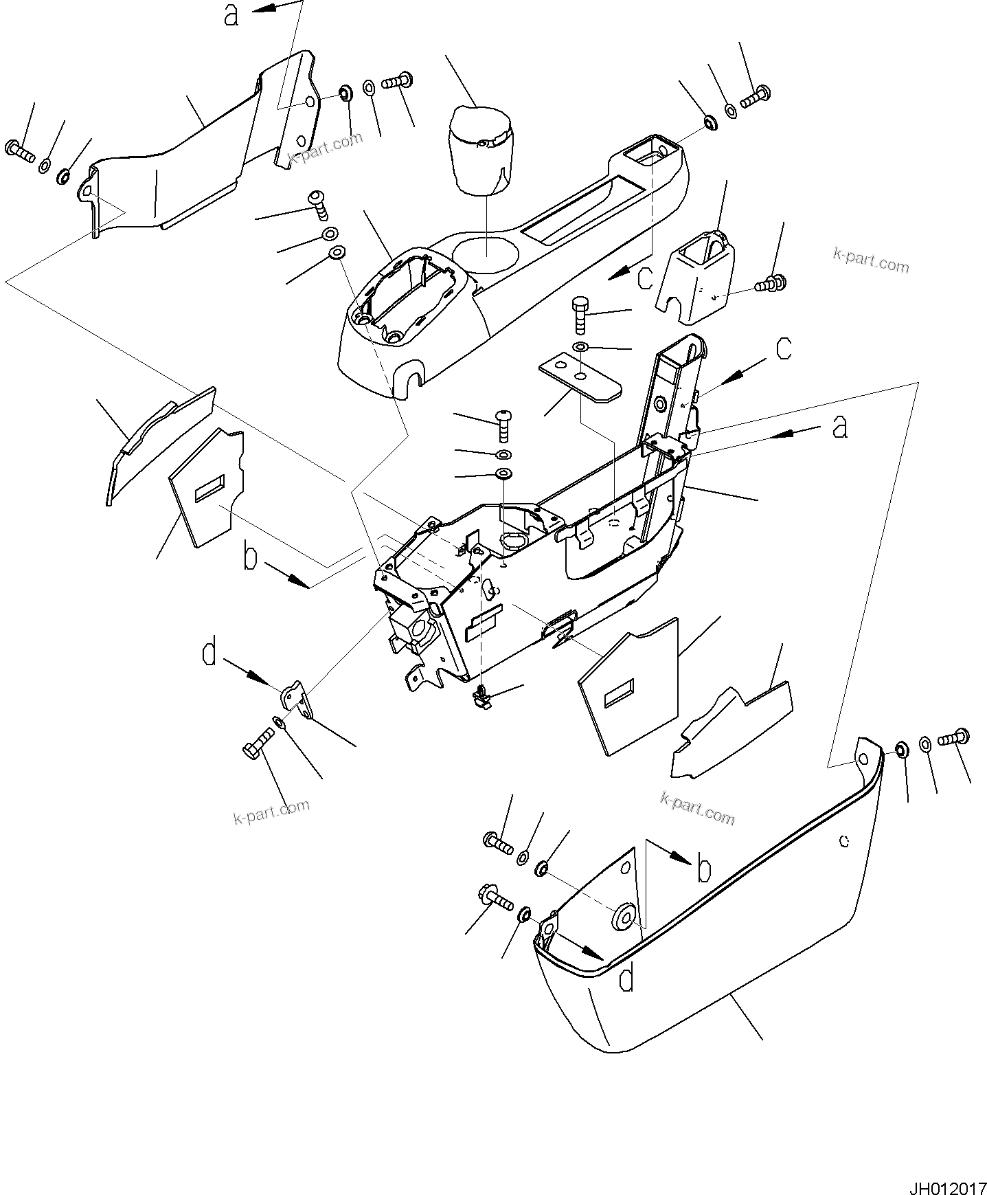 Komatsu parts book diagram for PC170LC-11 S/N F40001 AND UP: CAB, FLOOR, CONSOLE, L.H.