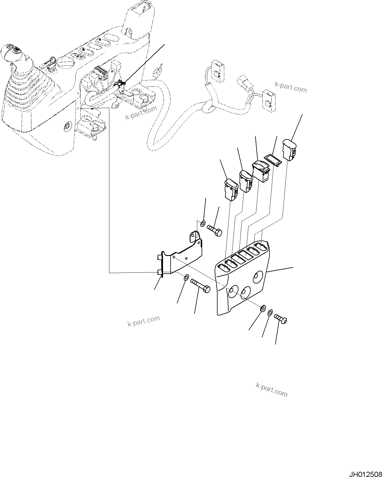 Komatsu parts book diagram for PC170LC-11 S/N F40001 AND UP: CAB, FLOOR, SWITCH