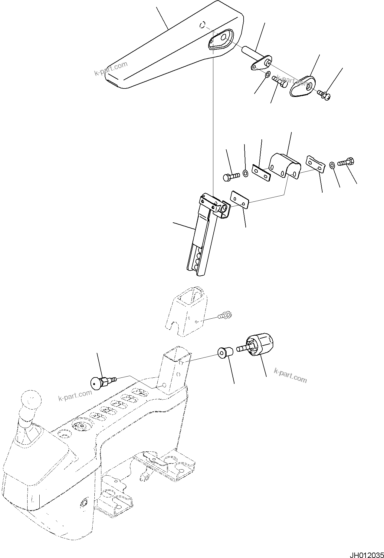 Komatsu parts book diagram for PC170LC-11 S/N F40001 AND UP: CAB, FLOOR, ARMREST, R.H.
