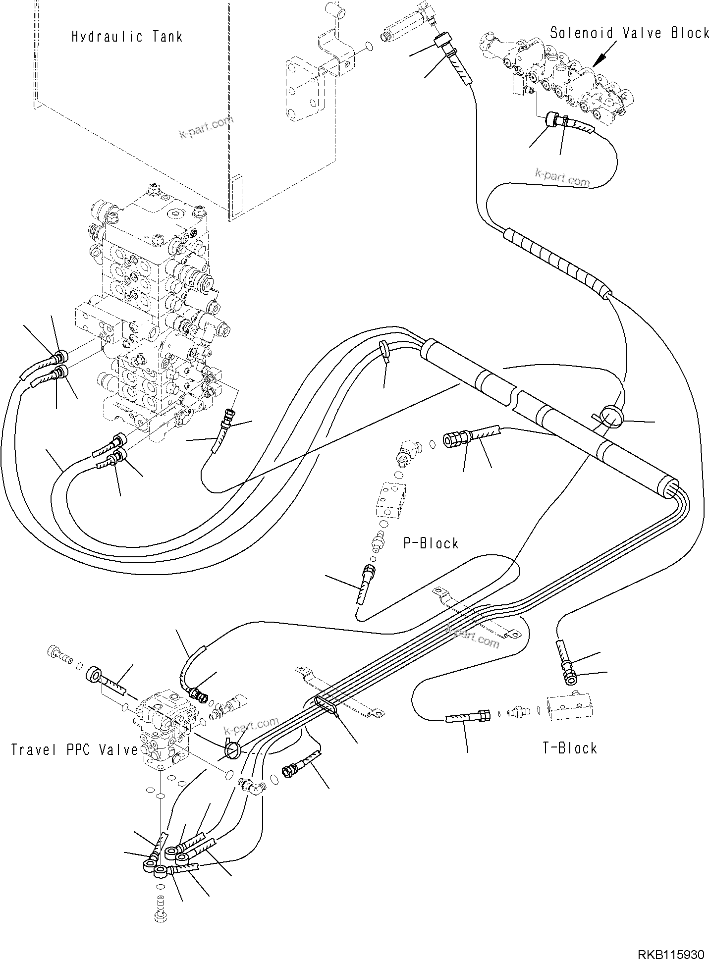 Komatsu parts book diagram for PC170LC-11 S/N F40001 AND UP: CAB, FLOOR, PPC VALVE FOR TRAVEL (3/3)