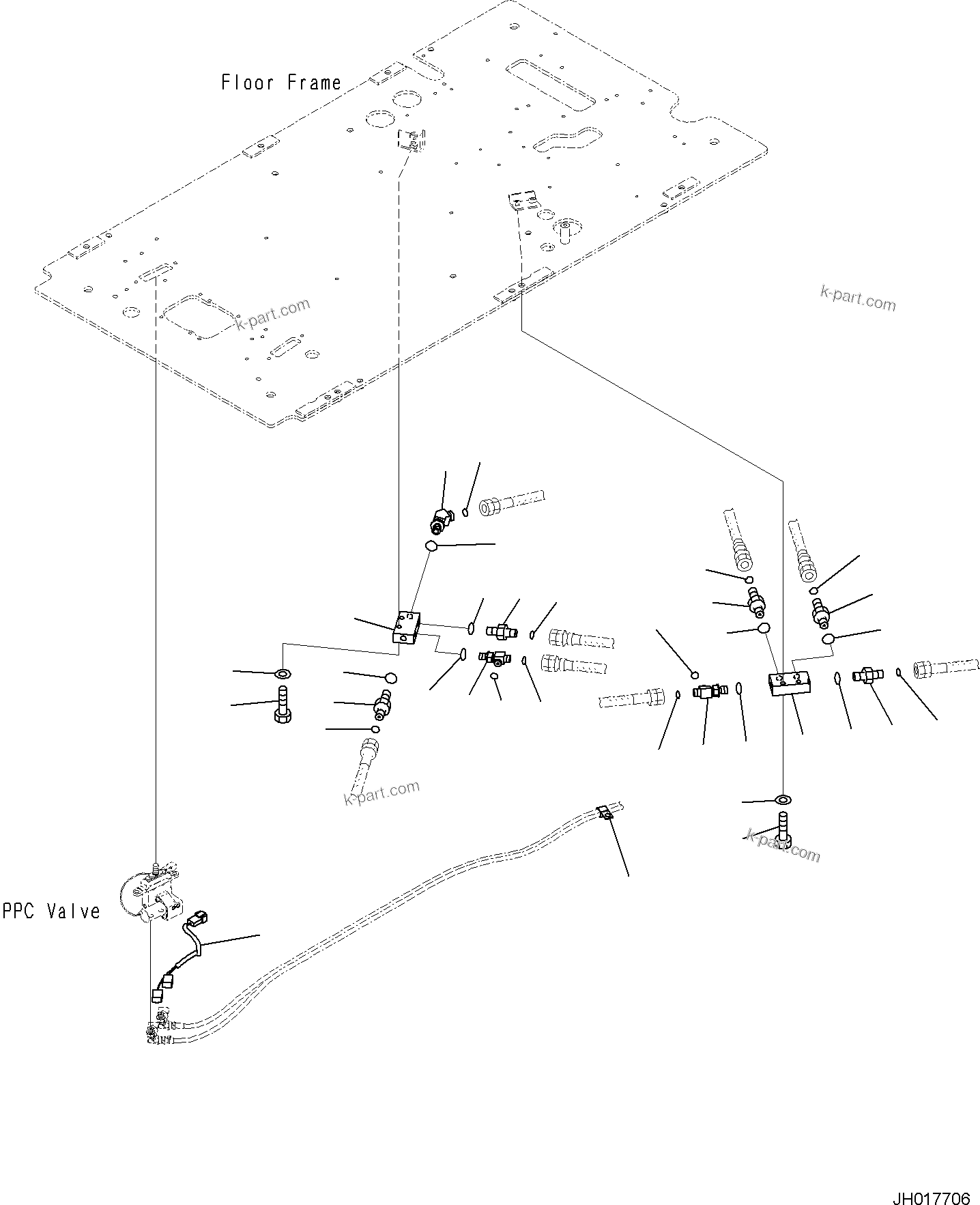 Komatsu parts book diagram for PC170LC-11 S/N F40001 AND UP: CAB, FLOOR, P, T BLOCK