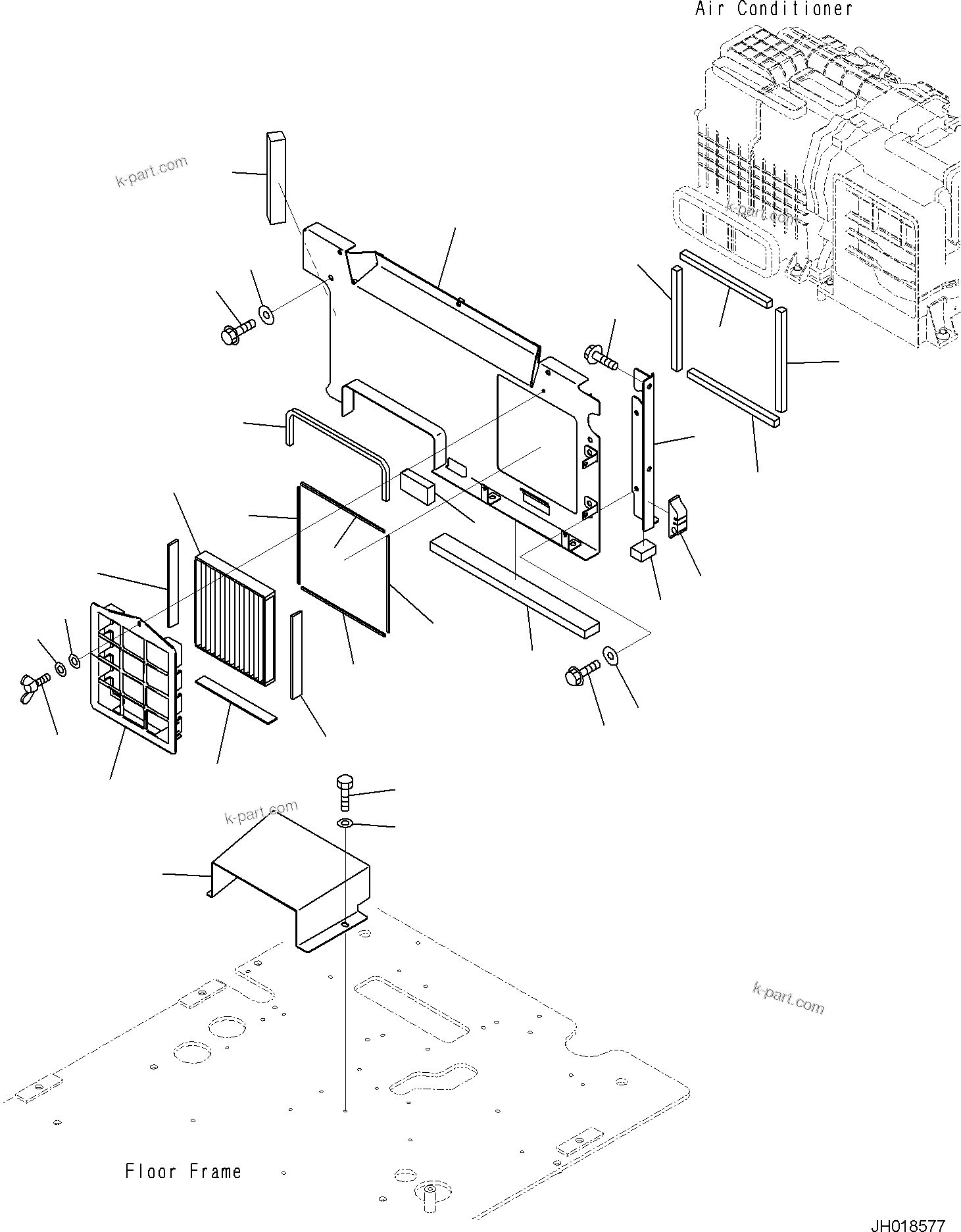 Komatsu parts book diagram for PC170LC-11 S/N F40001 AND UP: CAB, CAB IN PARTS, PARTITION AND RECIRCULATION AIR FILTER