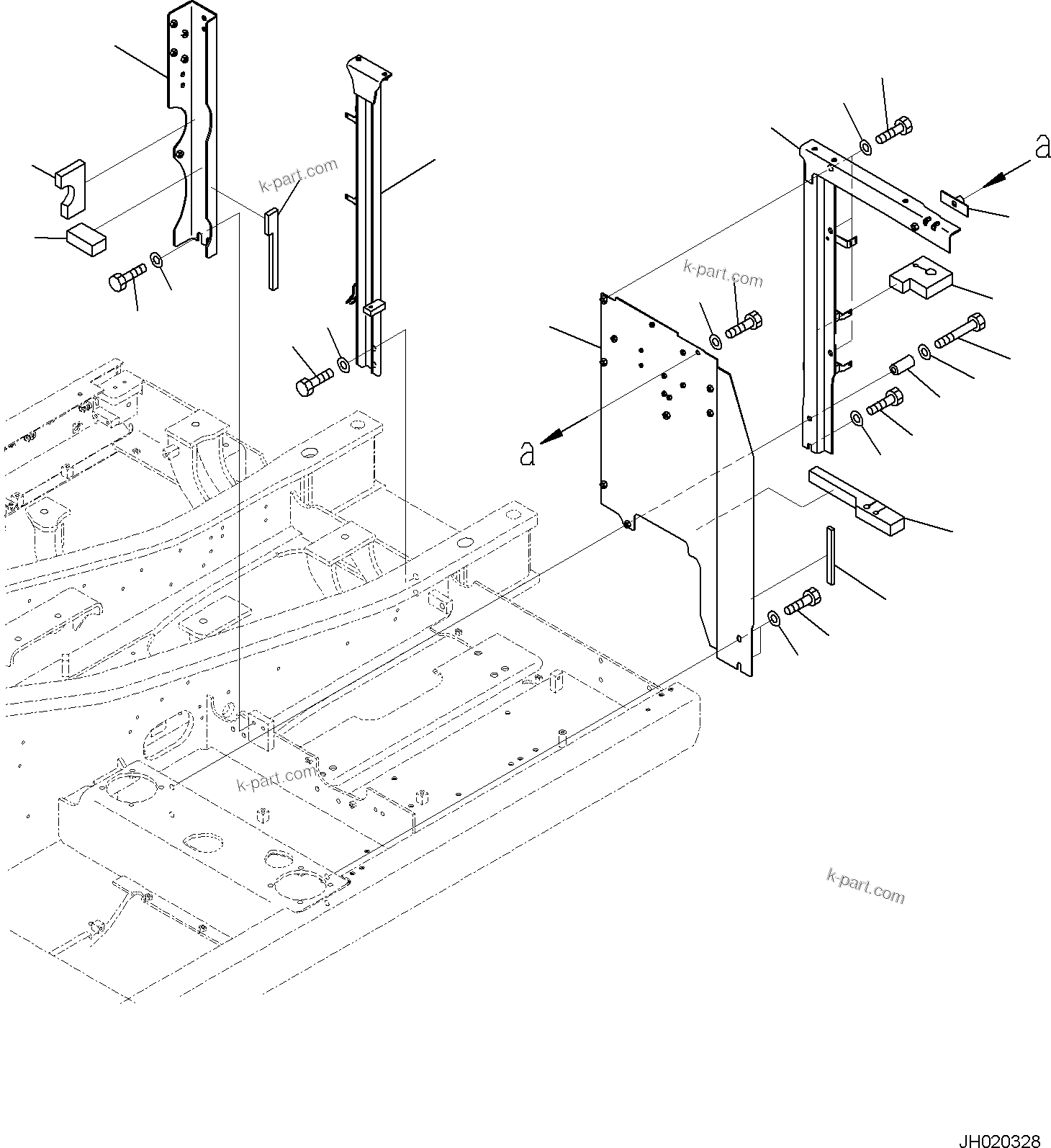 Komatsu parts book diagram for PC170LC-11 S/N F40001 AND UP: FRAME, FRAME, (1/2)