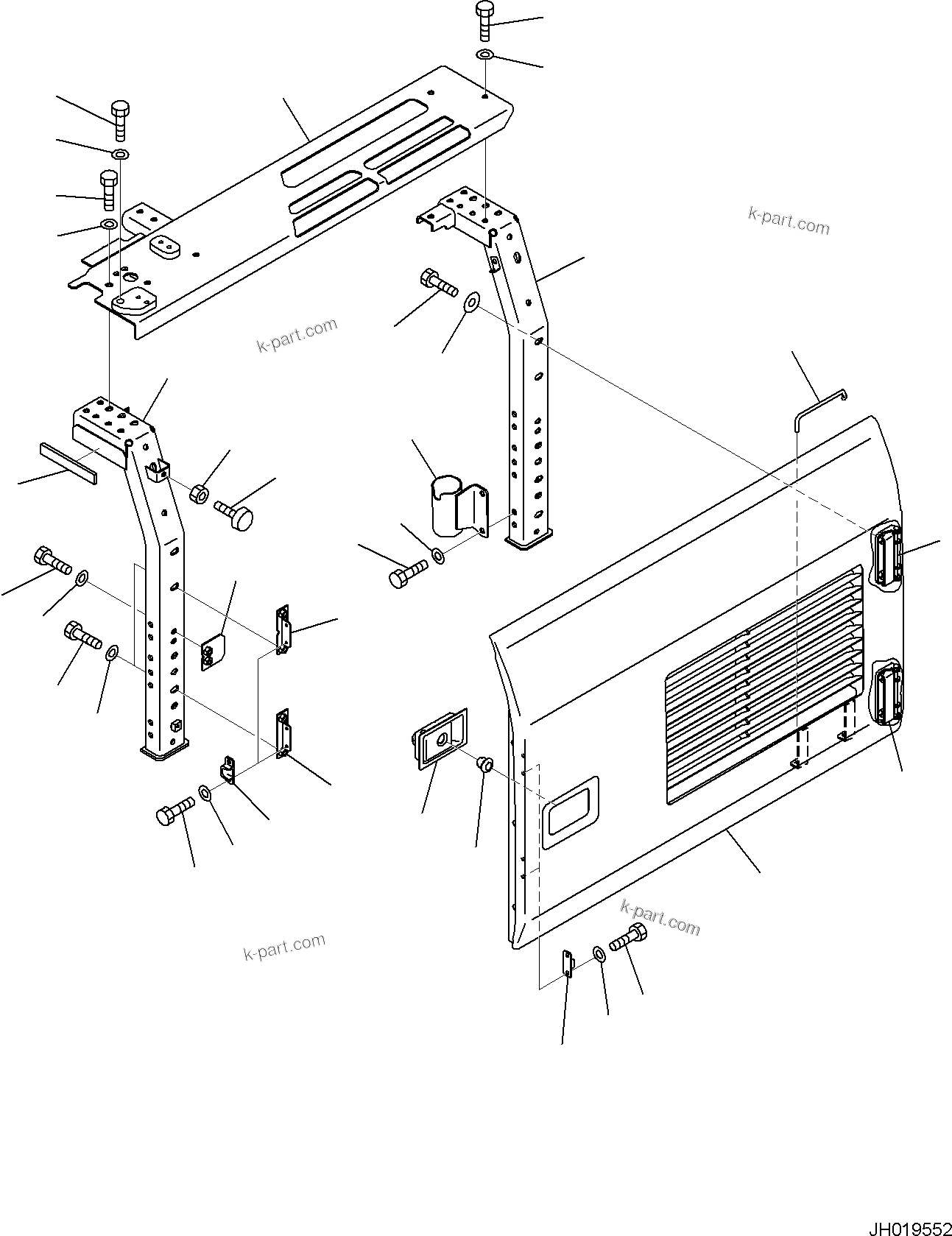 Komatsu parts book diagram for PC170LC-11 S/N F40001 AND UP: SIDE COVER L.H., SIDE COVER L.H., (1/2)