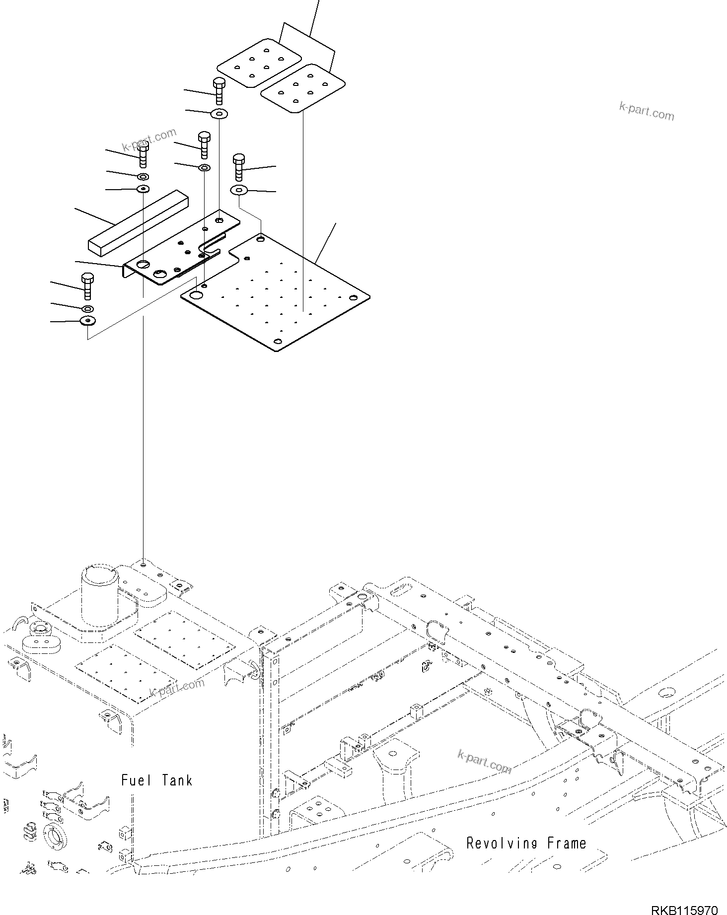 Komatsu parts book diagram for PC170LC-11 S/N F40001 AND UP: UPPER COVER, COVER