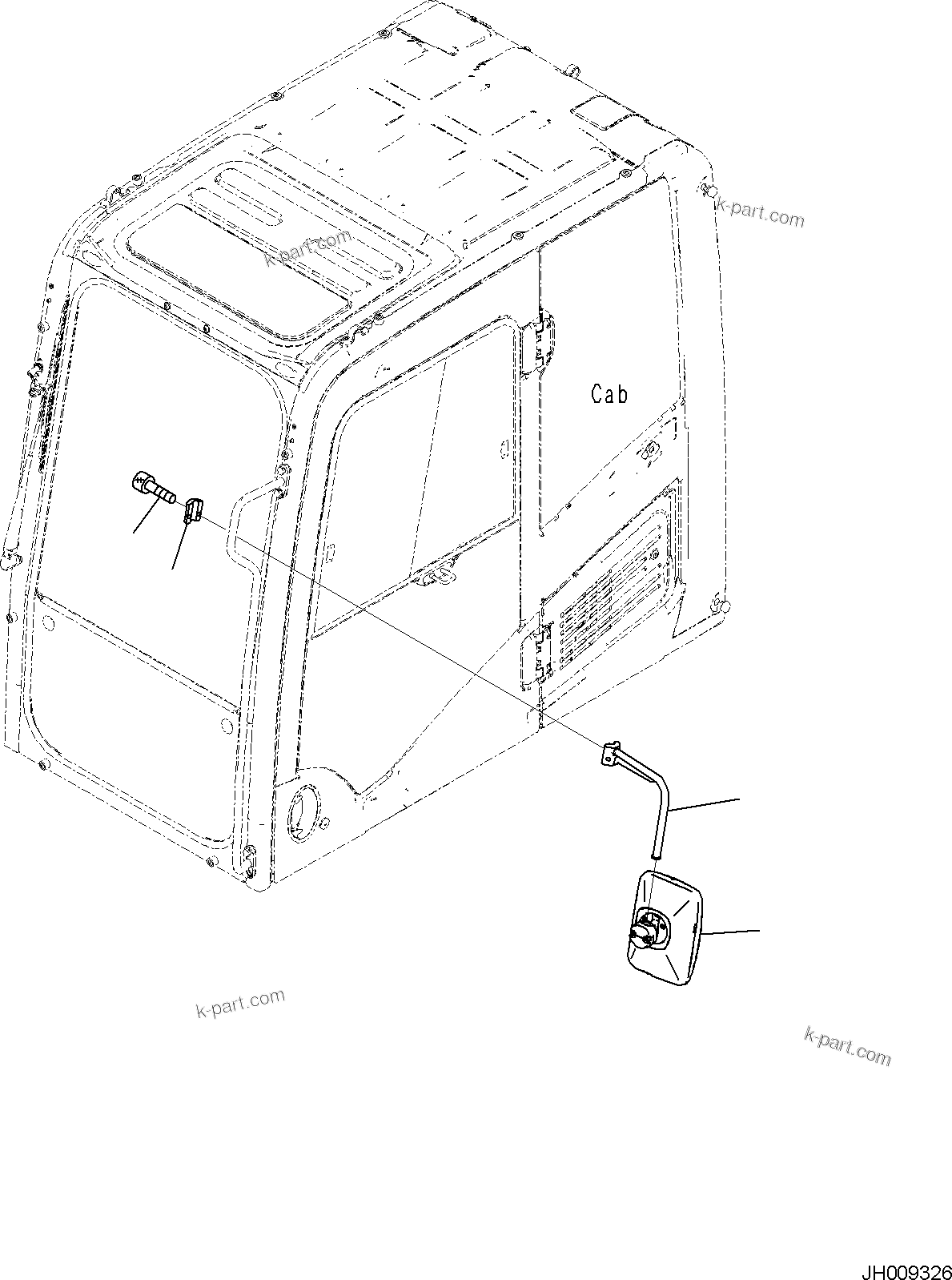 Komatsu parts book diagram for PC170LC-11 S/N F40001 AND UP: REARVIEW MIRROR L.H.