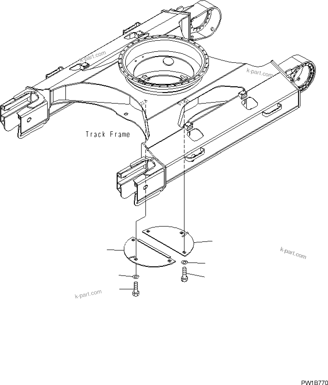 Komatsu parts book diagram for PC170LC-11 S/N F40001 AND UP: TRACK FRAME, TRACK FRAME UNDER COVER