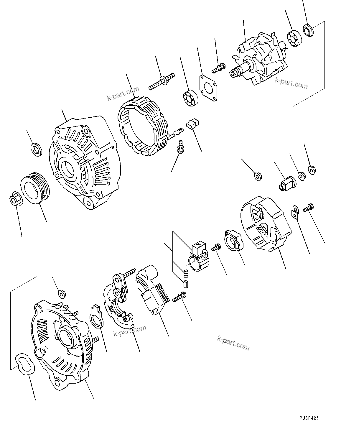Komatsu parts book diagram for PC200-8M0 / PC200LC-8M0 S/N B50001 AND UP: ALTERNATOR, 35 AMP.