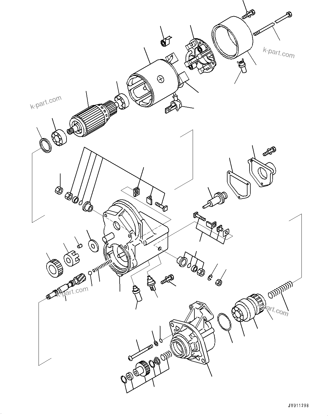 Komatsu parts book diagram for PC200-8M0 / PC200LC-8M0 S/N B50001 AND UP: STARTING MOTOR ASSEMBLY, 4.5KW (#B50003-)