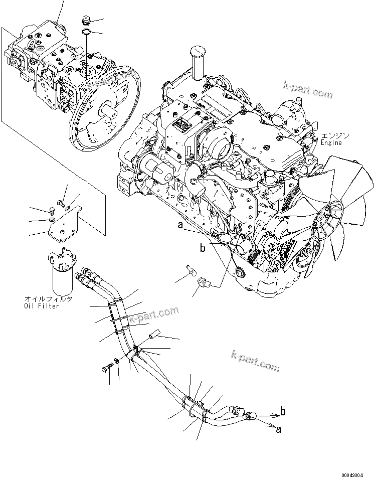 Komatsu parts book diagram for PC200-8M0 / PC200LC-8M0 S/N B50001 AND UP: FILTER REMOTE PIPING AND MAIN PUMP