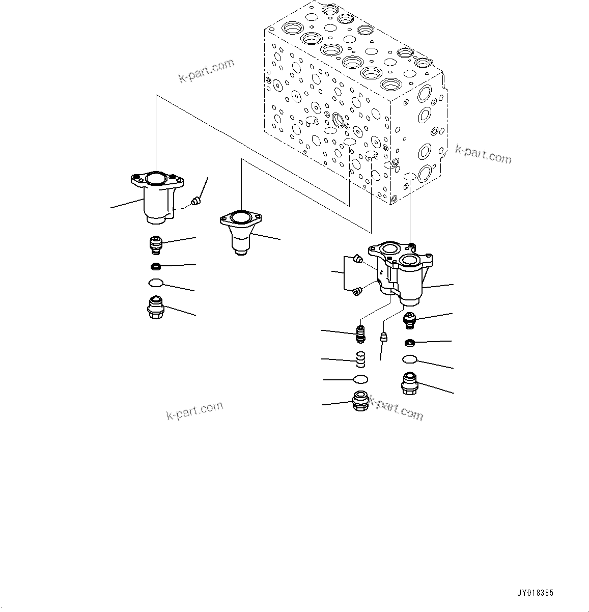 Komatsu parts book diagram for PC200-8M0 / PC200LC-8M0 S/N B50001 AND UP: CONTROL VALVE, 6-SPOOL, LOCK (2/19)