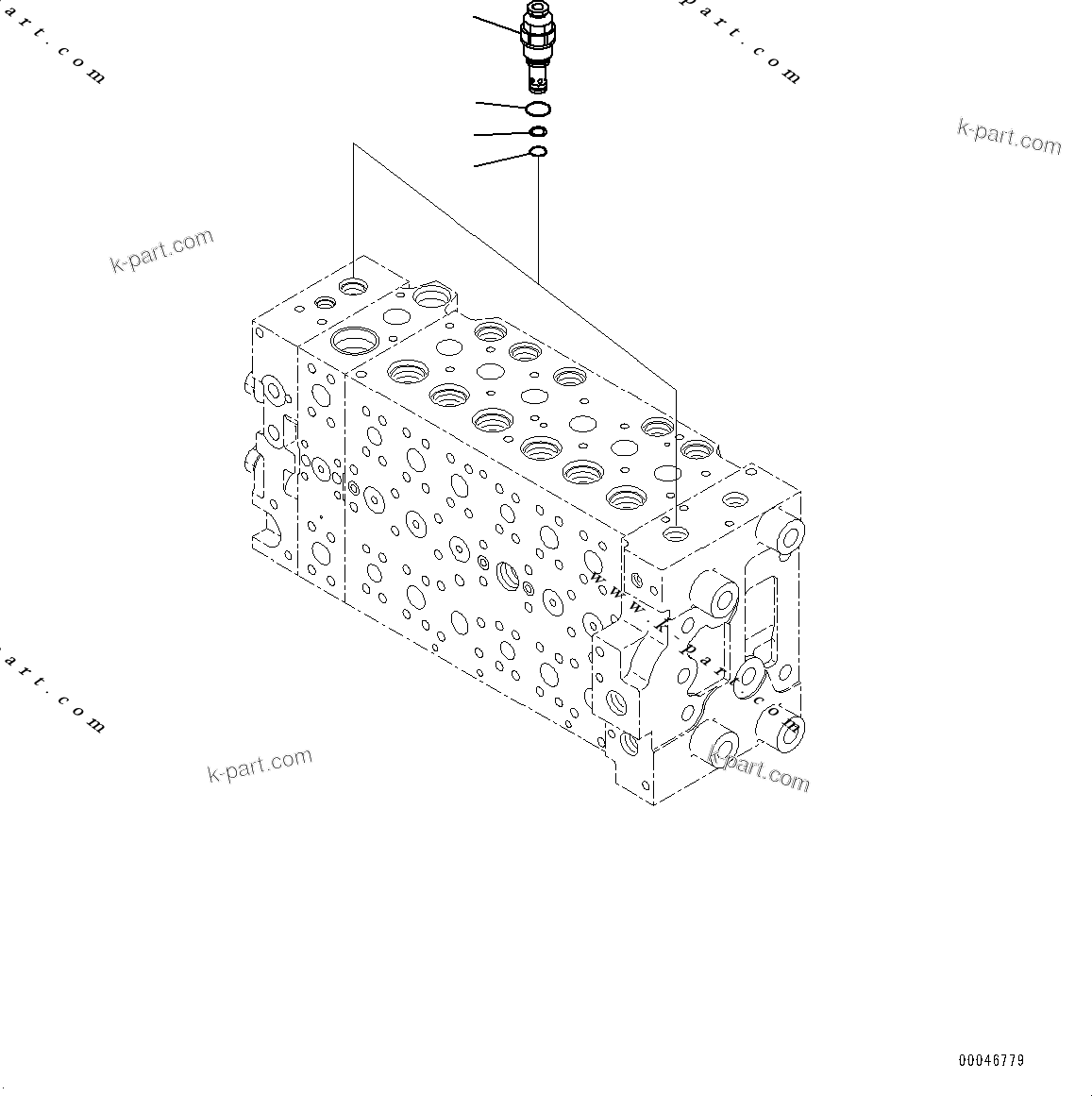 Komatsu parts book diagram for PC200-8M0 / PC200LC-8M0 S/N B50001 AND UP: CONTROL VALVE, 6-SPOOL, LOCK (9/19)