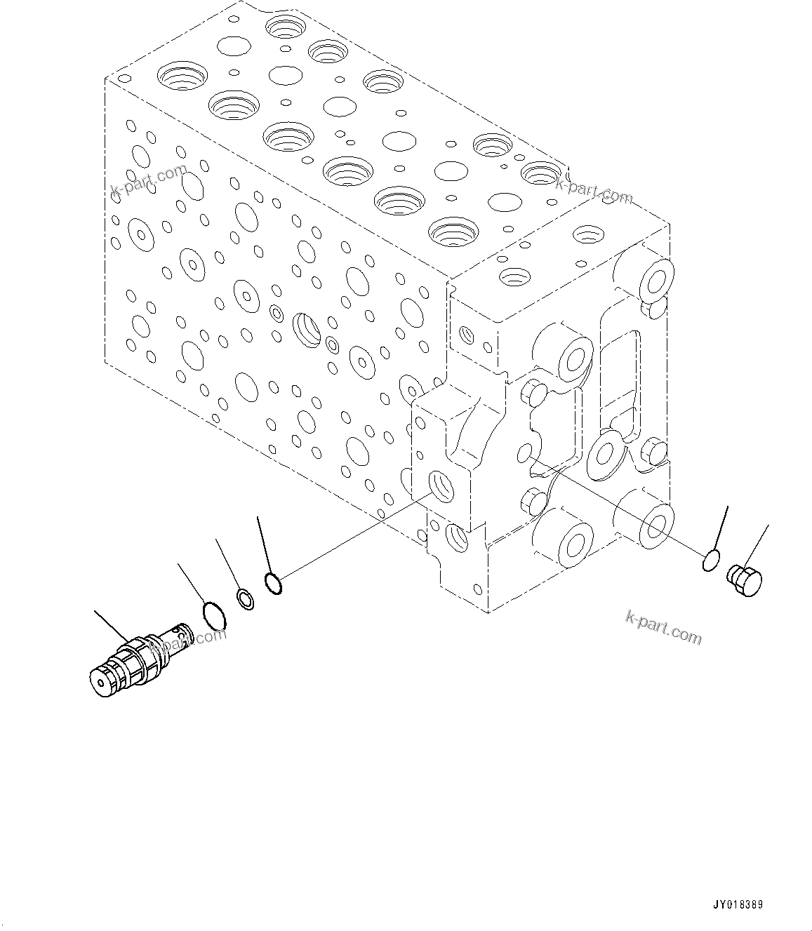 Komatsu parts book diagram for PC200-8M0 / PC200LC-8M0 S/N B50001 AND UP: CONTROL VALVE, 6-SPOOL, LOCK (11/19)