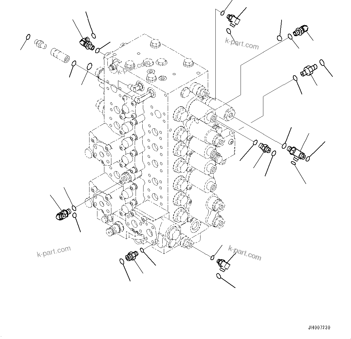 Komatsu parts book diagram for PC200-8M0 / PC200LC-8M0 S/N B50001 AND UP: CONTROL VALVE, CONNECTING PARTS, LOCK (2/2)