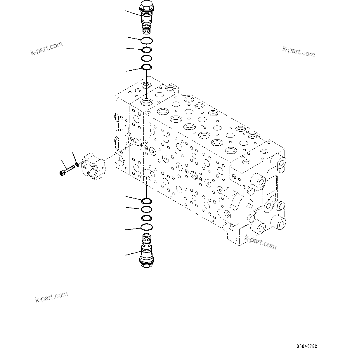 Komatsu parts book diagram for PC200-8M0 / PC200LC-8M0 S/N B50001 AND UP: CONTROL VALVE, 7-SPOOL, WITH 1-SERVICE VALVE (18/20)