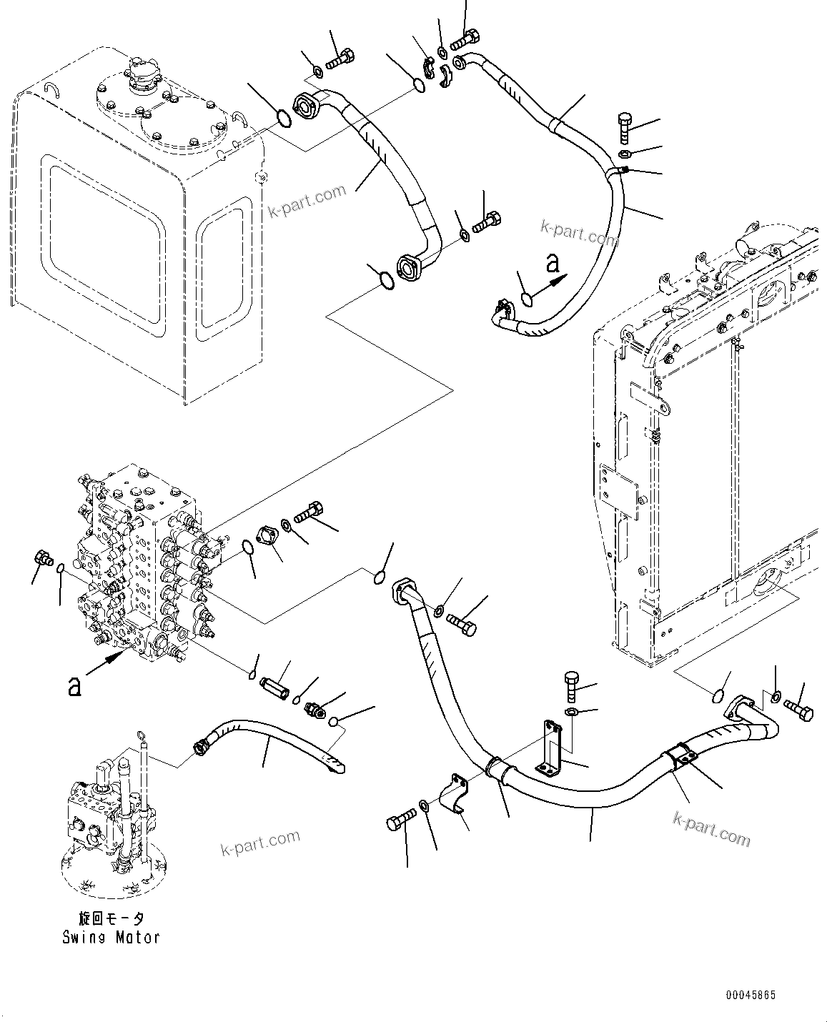 Komatsu parts book diagram for PC200-8M0 / PC200LC-8M0 S/N B50001 AND UP: RETURN PIPING