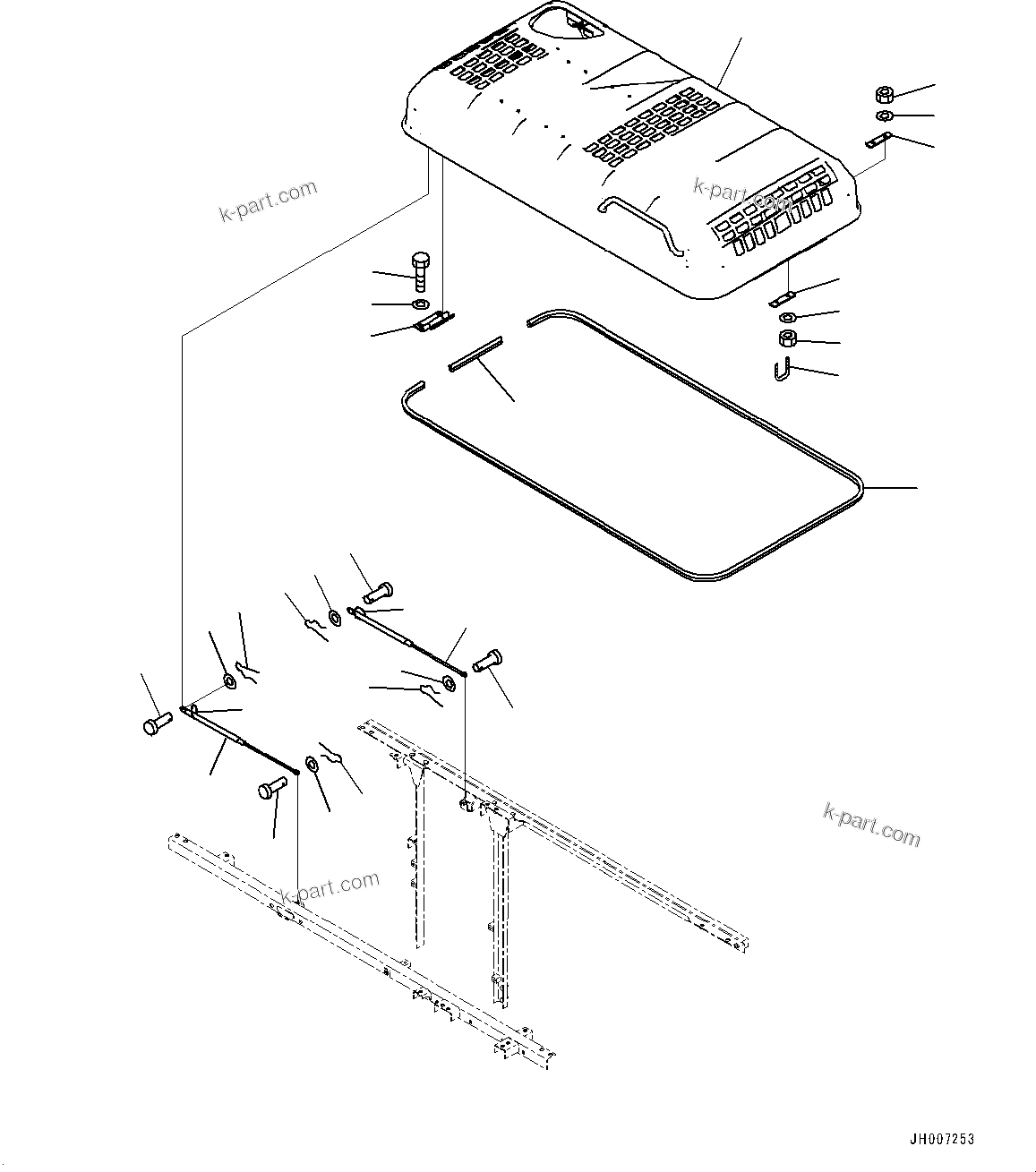 Komatsu parts book diagram for PC200-8M0 / PC200LC-8M0 S/N B50001 AND UP: ENGINE HOOD