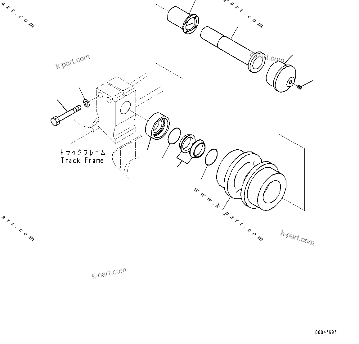 Komatsu parts book diagram for PC200-8M0 / PC200LC-8M0 S/N B50001 AND UP: CARRIER ROLLER