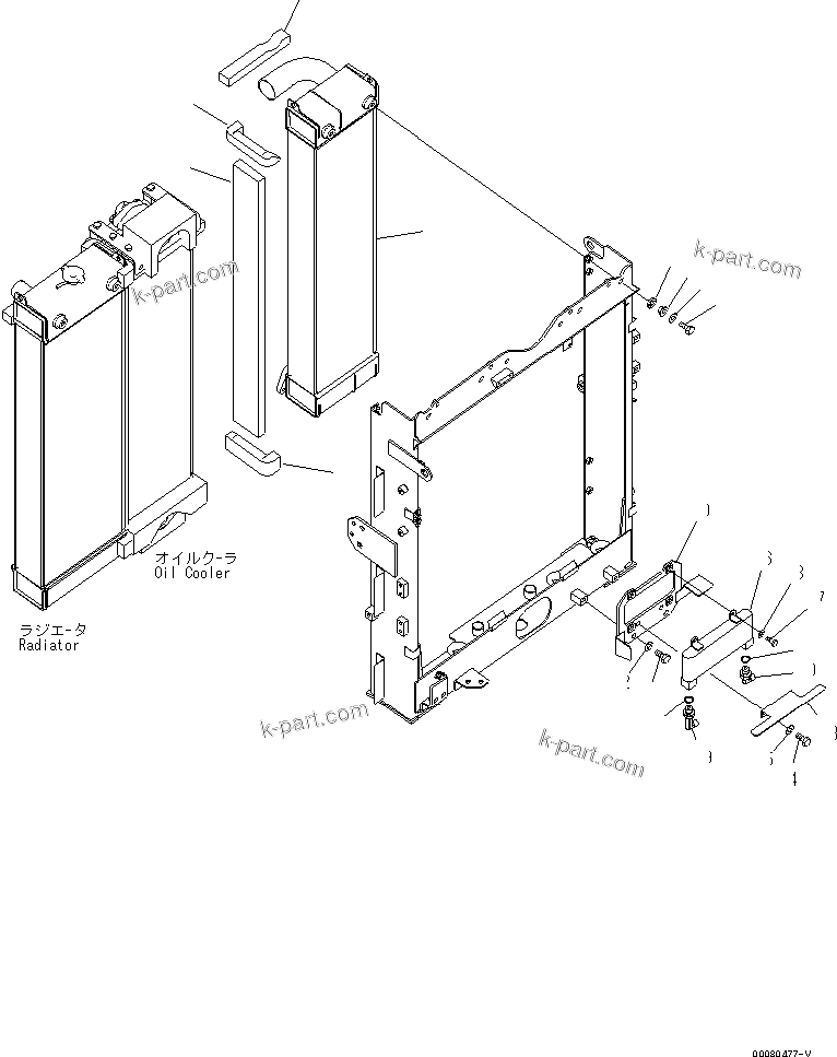Komatsu parts book diagram for PC200LC-8E0 S/N 1001-UP: COOLING SYSTEM (AFTER COOLER AND OIL COOLER)