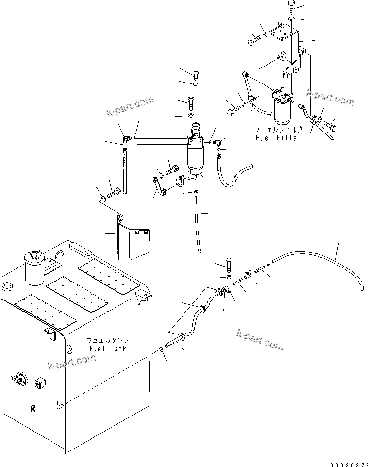 Komatsu parts book diagram for PC200LC-8E0 S/N 1001-UP: FUEL LINE (DRAIN PIPING)