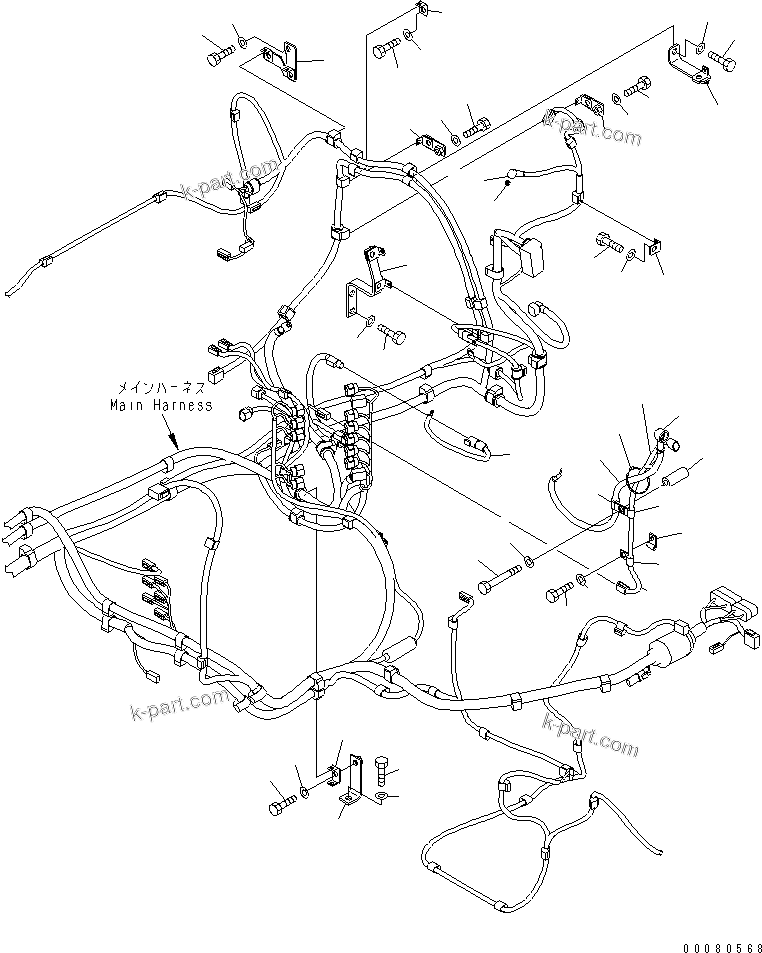 Komatsu parts book diagram for PC200LC-8E0 S/N 1001-UP: ELECTRIC WIRING (MAIN HARNESS) (2/3)