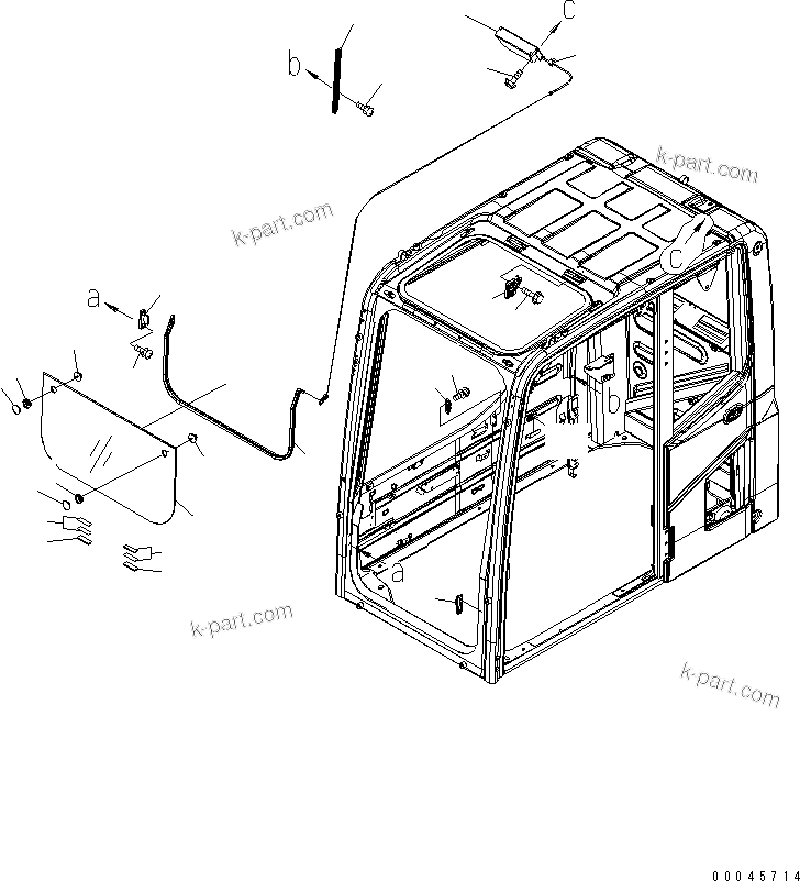 Komatsu parts book diagram for PC200LC-8E0 S/N 1001-UP: OPERATOR'S CAB (FRONT LOWER WINDOW)