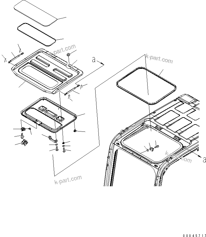 Komatsu parts book diagram for PC200LC-8E0 S/N 1001-UP: OPERATOR'S CAB (ROOF VENTILATOR)