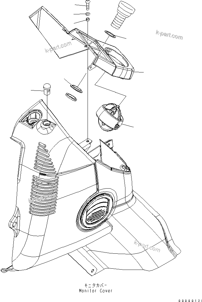 Komatsu parts book diagram for PC200LC-8E0 S/N 1001-UP: OPERATOR'S CAB (CAB IN PARTS) (MONITOR COVER)