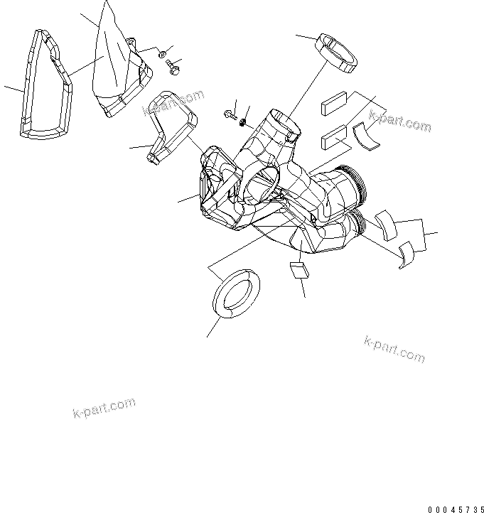 Komatsu parts book diagram for PC200LC-8E0 S/N 1001-UP: OPERATOR'S CAB (CAB IN PARTS) (MONITOR DUCT)