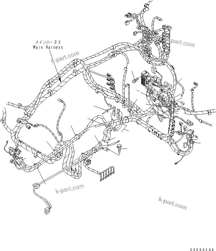 Komatsu parts book diagram for PC200LC-8E0 S/N 1001-UP: OPERATOR'S CAB (CAB IN PARTS) (MAIN HARNESS CLAMP)(#1068-)