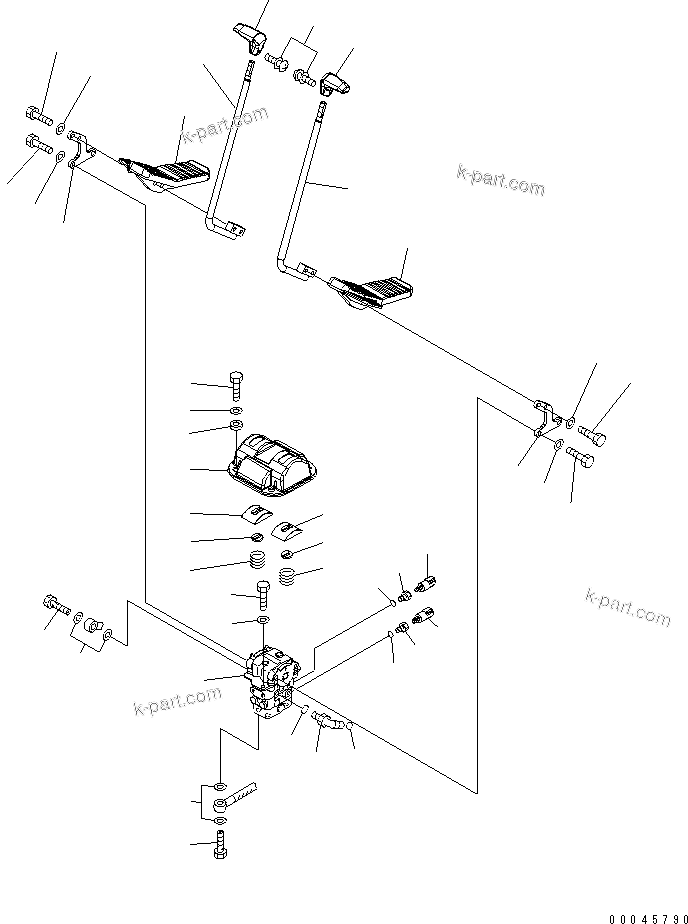 Komatsu parts book diagram for PC200LC-8E0 S/N 1001-UP: OPERATOR'S CAB (FLOOR) (TRAVEL CONTROL)