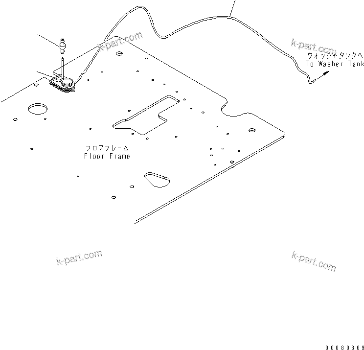 Komatsu parts book diagram for PC200LC-8E0 S/N 1001-UP: OPERATOR'S CAB (FLOOR) (WINDOW WASHER HOSE)