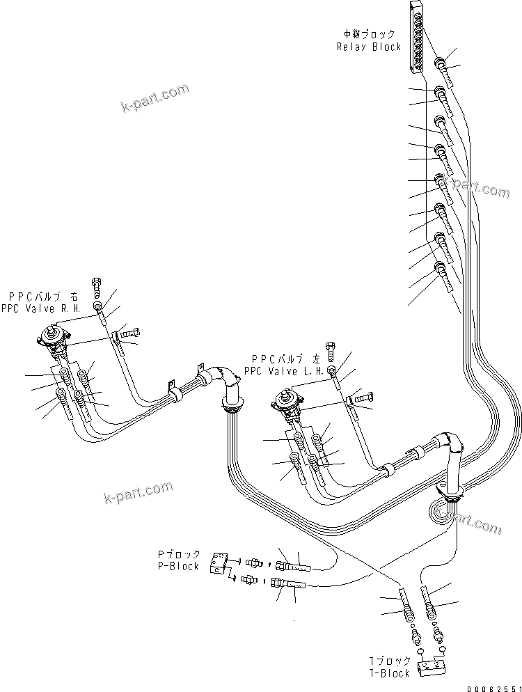 Komatsu parts book diagram for PC200LC-8E0 S/N 1001-UP: OPERATOR'S CAB (FLOOR) (P.P.C. PIPING FOR PILOT VALVE)(#1001-1097)