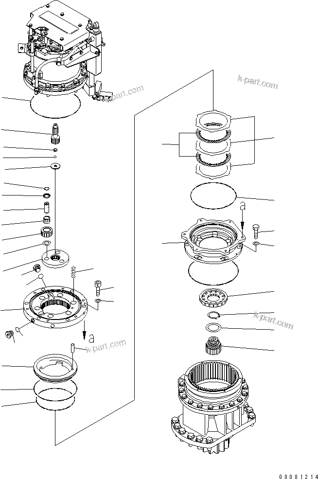 Komatsu parts book diagram for PC200LC-8E0 S/N 1001-UP: SWING MACHINERY (MACHINERY) (2/2)